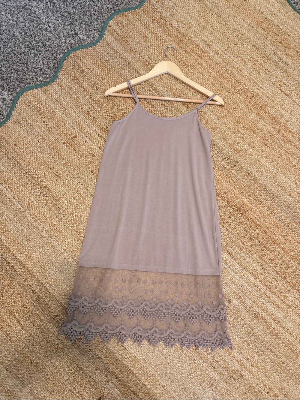 Women's Lace-Trim Slip Dress in Taupe